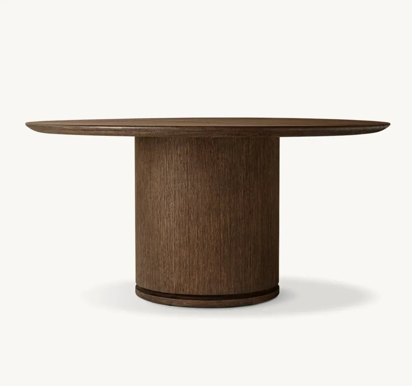 Round Dining Table 60" – Mid-Century Brushed Oak – Solid Wood | 1600934229981