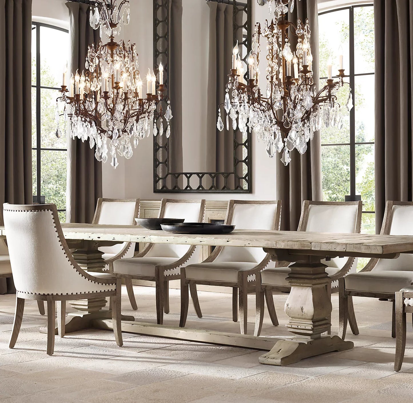 Extension Dining Table – Trestle Base American Oak Handcrafted Statement Piece