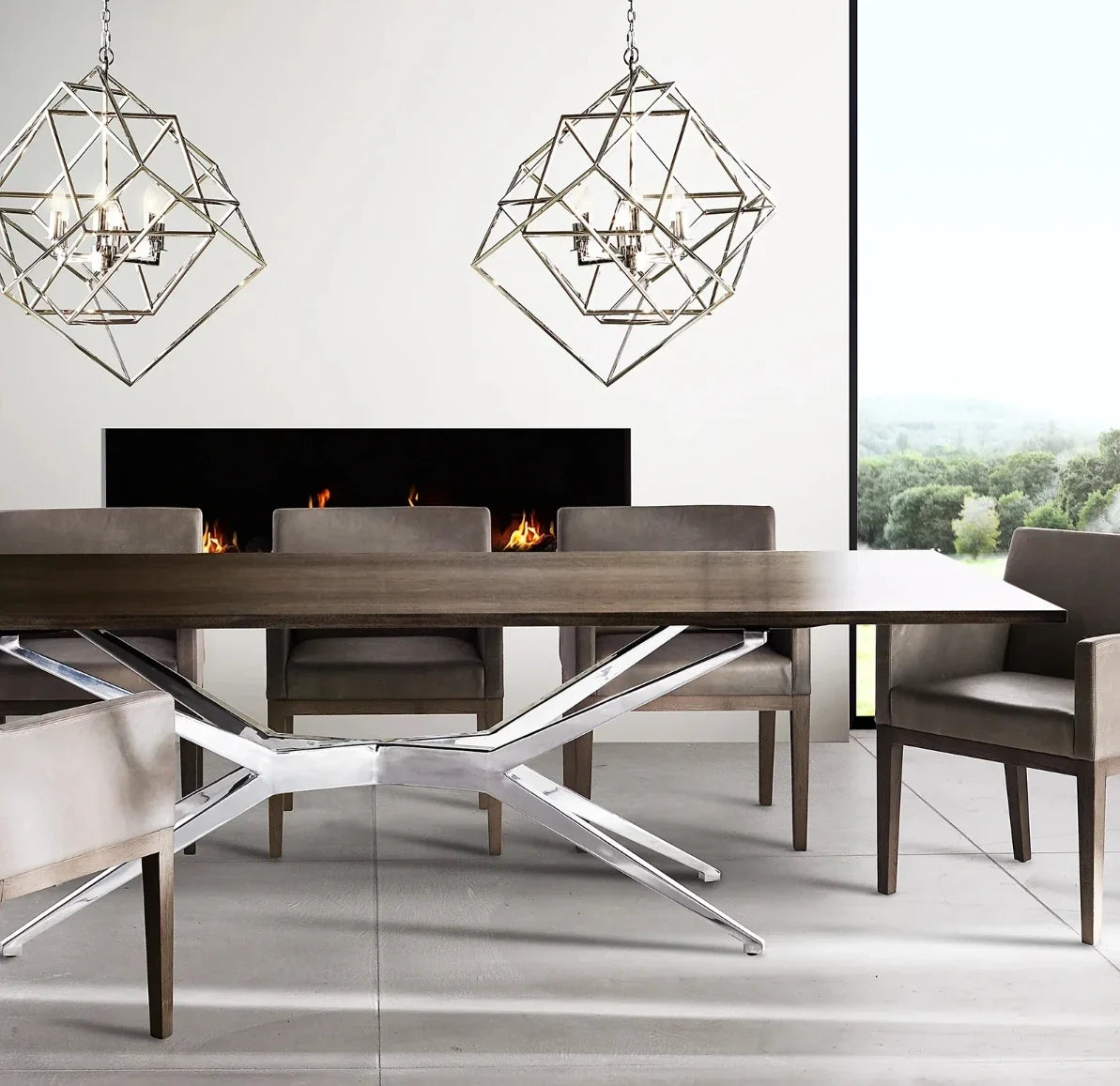 Maslow Spider Rectangular Dining Table – Contemporary Solid Oak Statement Piece