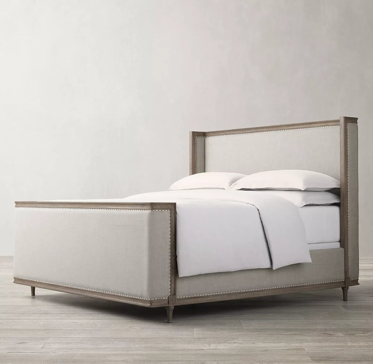 Midcentury French Shelter Bed – Wing Design in Brushed Oak – Luxury Statement Piece