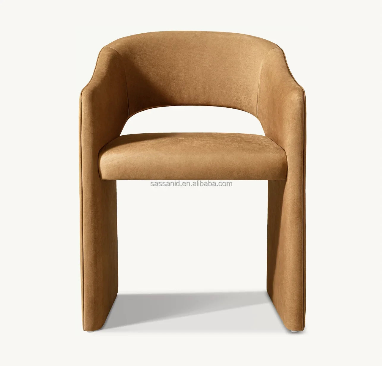 Dining Armchair – Postmodern Design – Camel Leather & Oak – Statement Piece