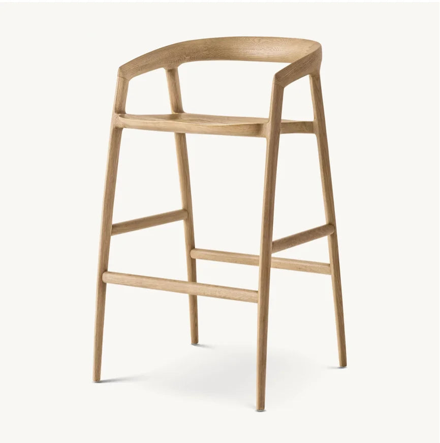 Luka Solid Oak Barstool – Scandinavian Modern Upholstered Counter Stool