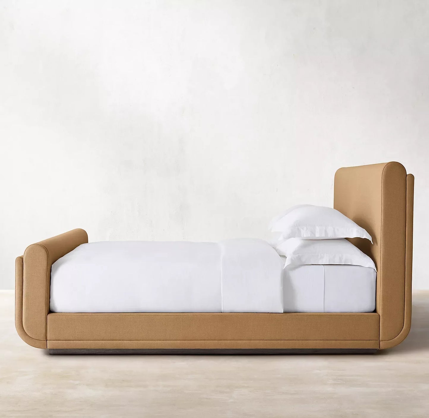 Cloud Platform Bed – Slipcovered Headboard in Berkshire Leather by Re Home