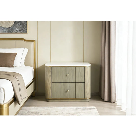 Luxury Wood Panel Nightstand Modern Italian Style for Villa