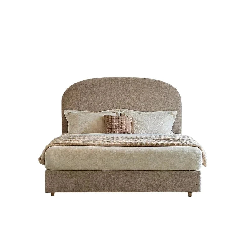 French Retro Upholstered Bed – Cream Chenille Soft Statement Piece | 26-18