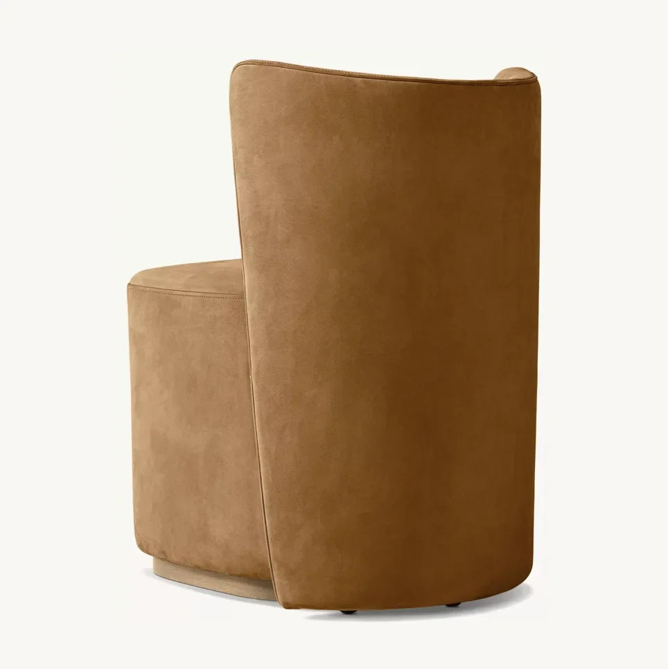 Midcentury Wing Back Dining Chair – Sculptural Performance Fabric & Oak Statement