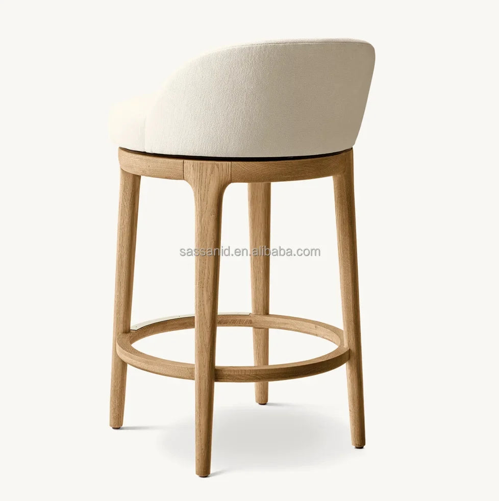 Midcentury Swivel Bar Stool – Solid Oak Minimalist European Design Statement Piece