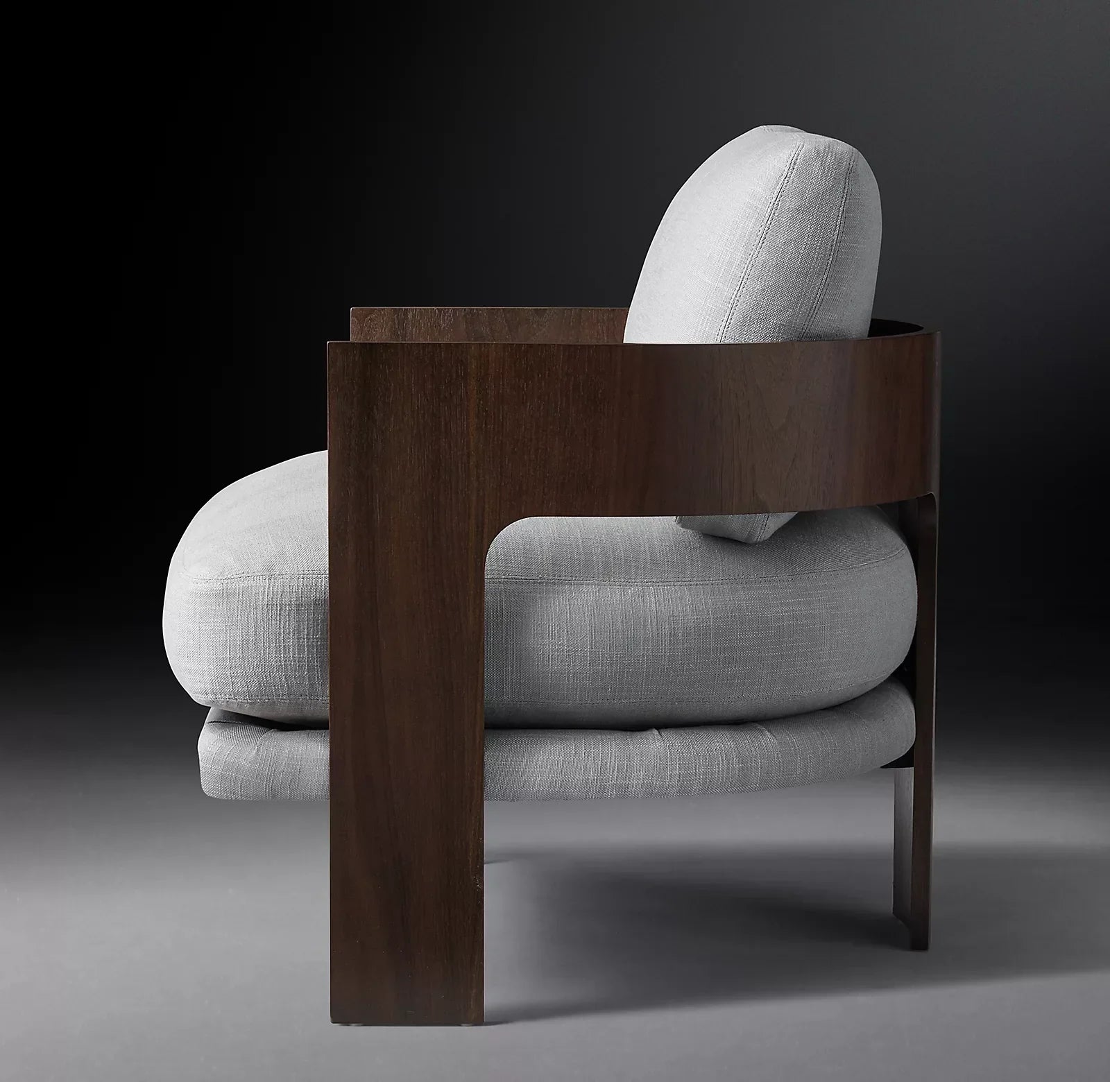 Mid-Century Lounge Chair – Walnut Base & Performance Fabric Statement Piece