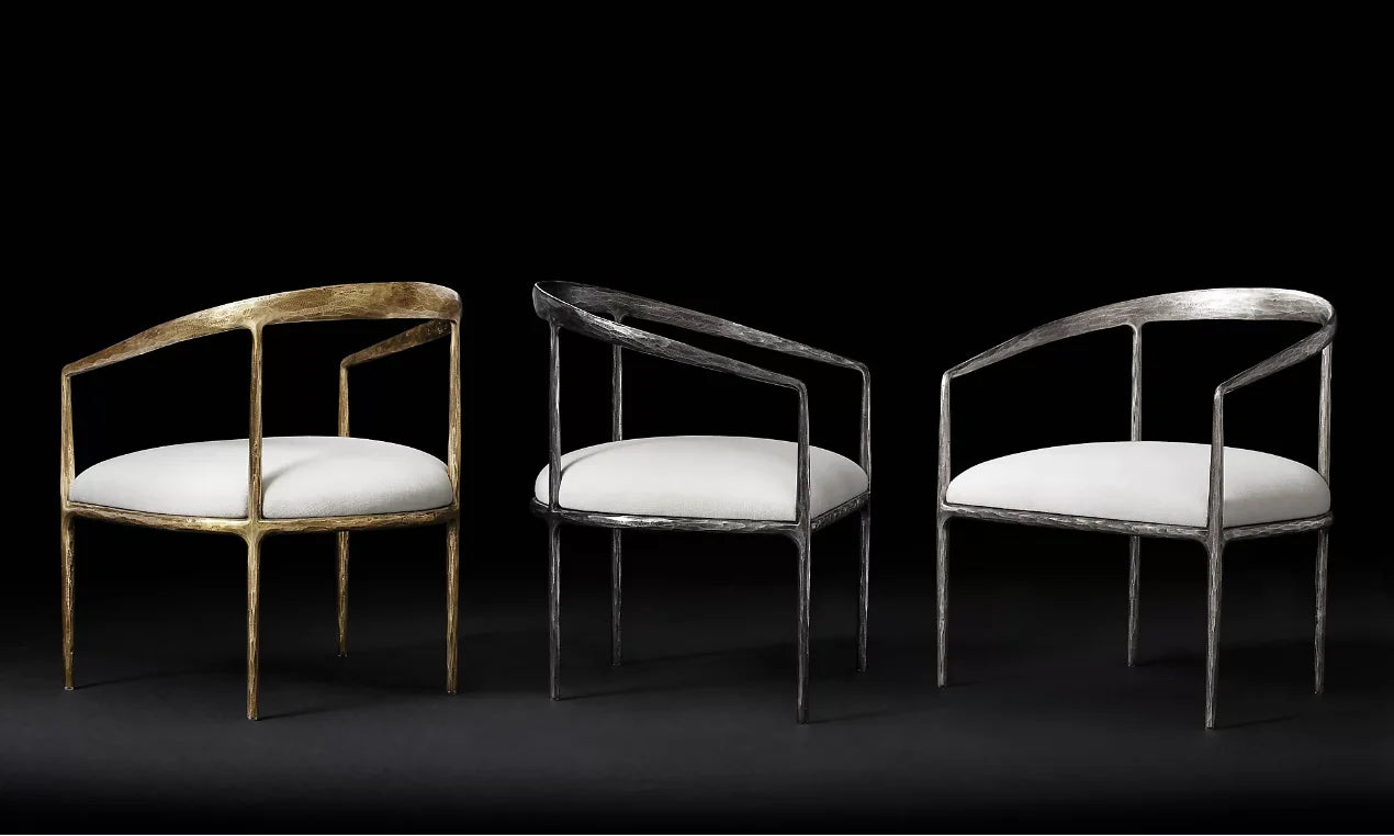 Hand Forged Metal Curved Armchair – Luxury Statement Piece | 1600610733530