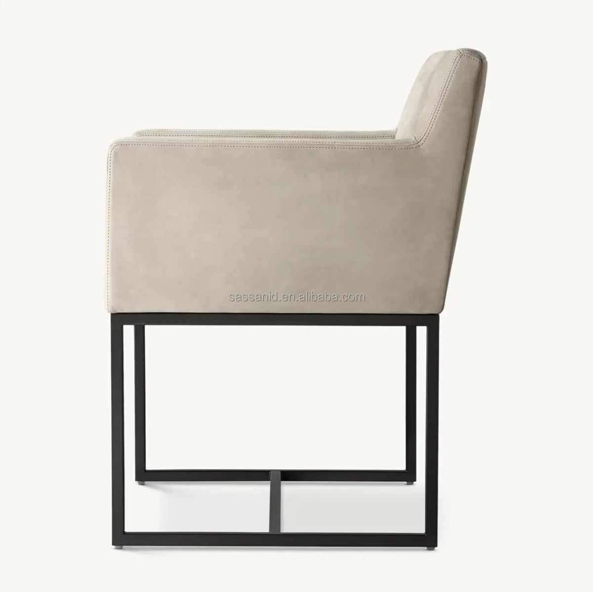 Emery Track Arm Dining Armchair – Leather & Solid Oak Midcentury Modern Statement Piece