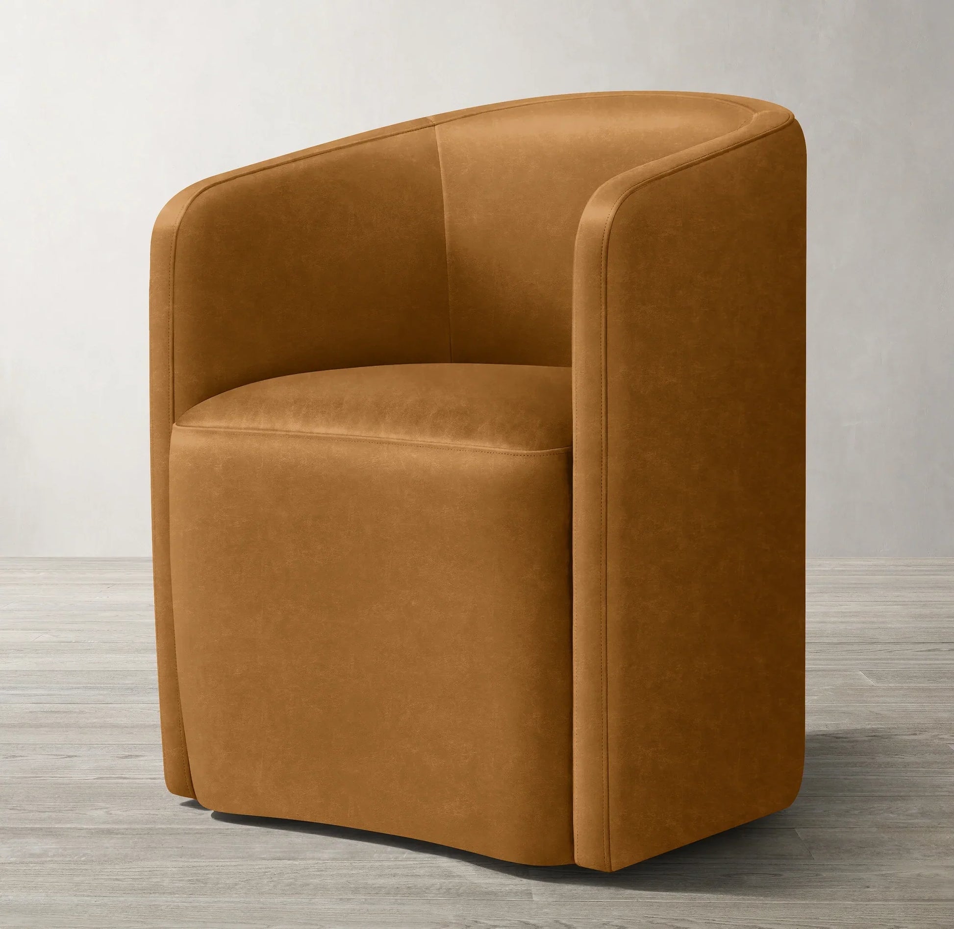 Modern Barrelback Dining Chair 24" – Leather Upholstered Contemporary Seat – Luxury Furniture