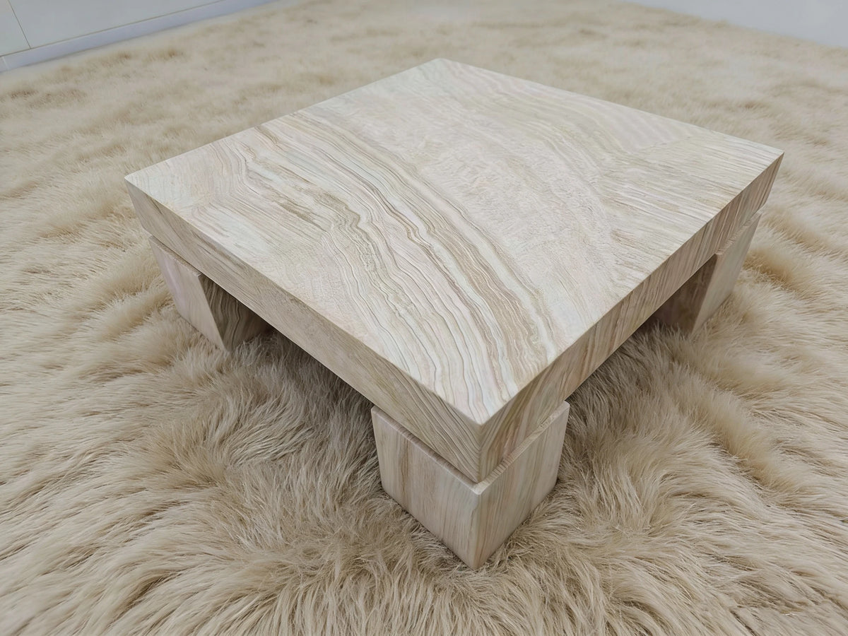 Luxury Square Natural Marble Coffee Table Modern Italian Style for Villa