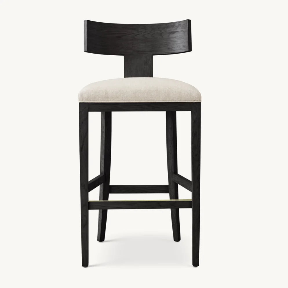 Klismos Bar Stool – Sculptural Form Black Solid Oak European Designer Piece