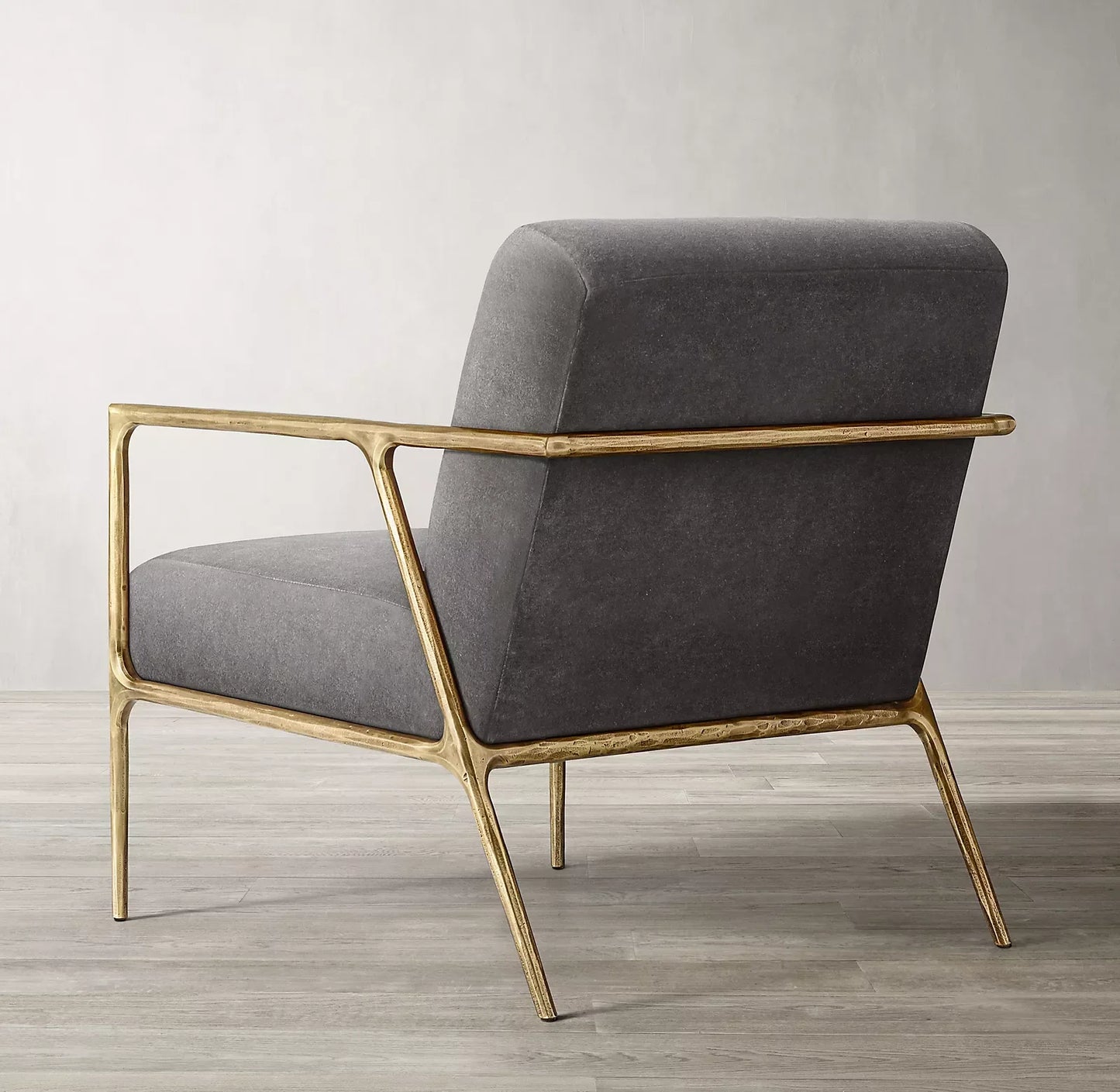 Velvet Accent Chair – Vintage Campaign – Forged Brass – Statement | 1600480031999