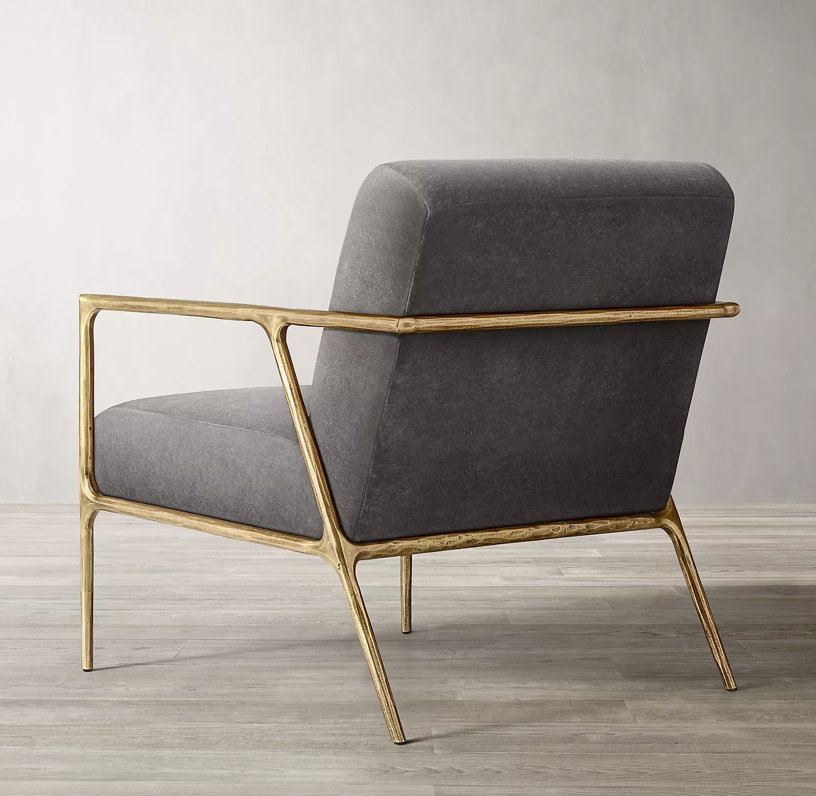 Velvet Accent Chair – Vintage Campaign – Forged Brass – Statement | 1600480031999