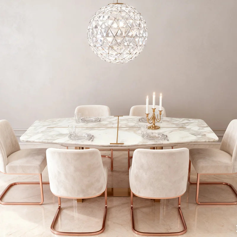 Luxury Rectangle Marble Dining Table Modern Italian Style for Villa