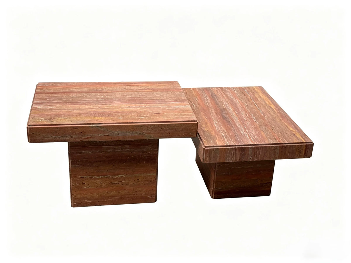 Luxury Square Natural Red Marble Coffee Table Modern Italian Style for Villa