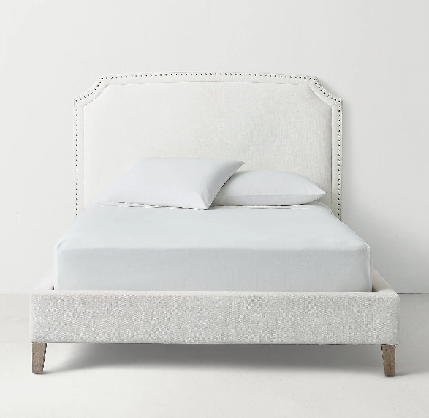 Upholstered Bed with Nailhead Trim – Antonia Berkshire Leather Art Deco Frame