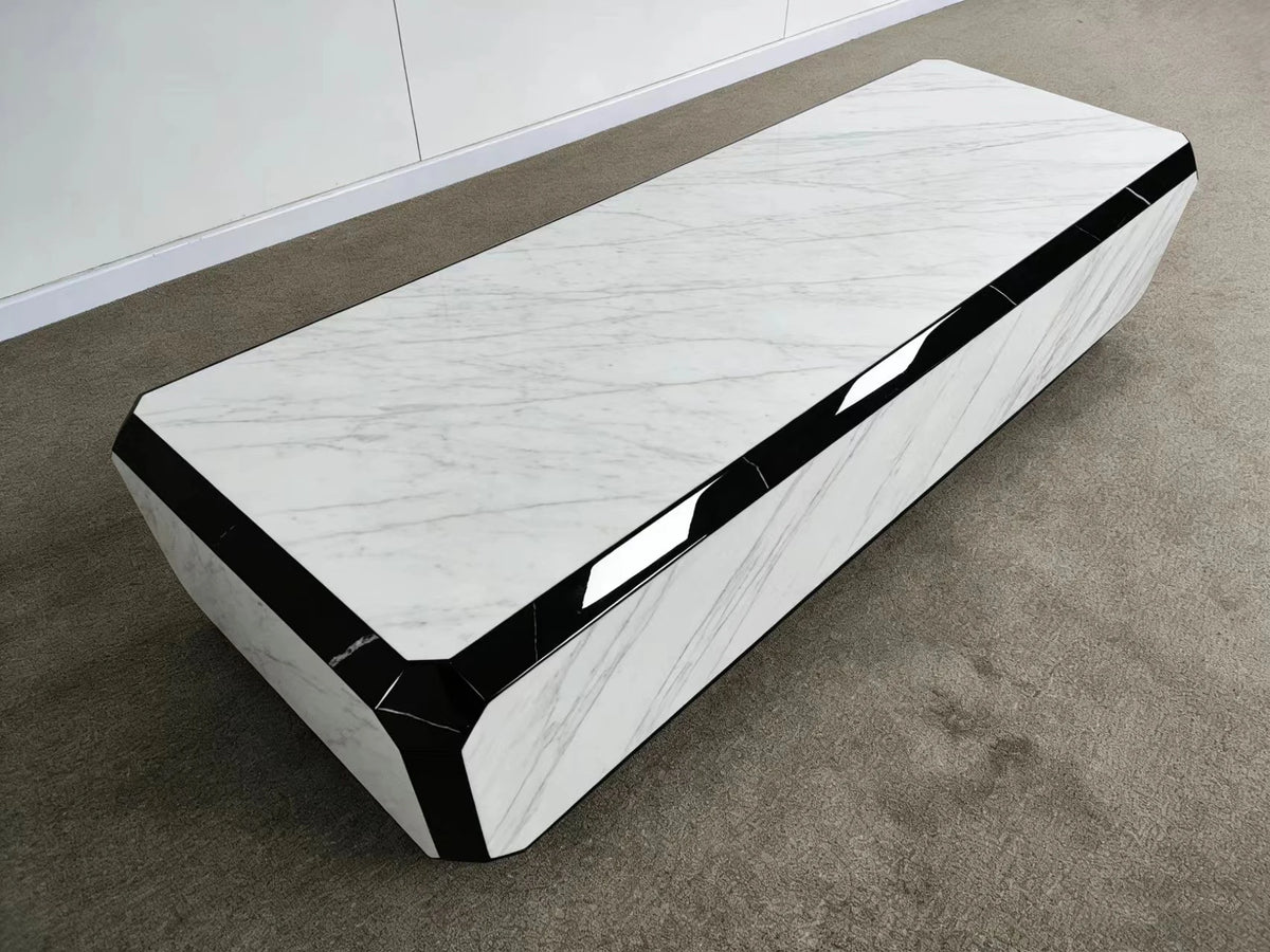 Luxury Carrara White Marble Coffee Table Modern Italian Style for Villa