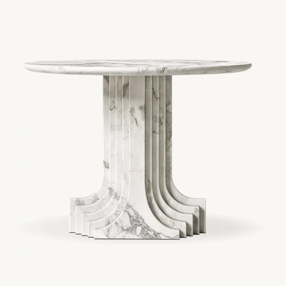 Entry Table – Strada Carved Italian Arabescato Marble Mid-century Design | 1601524460796