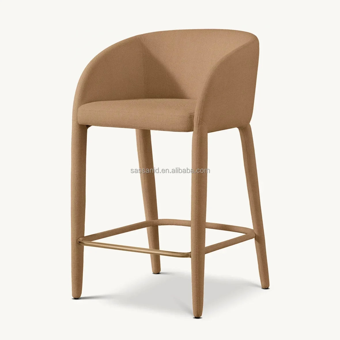 Barrelback Stool – Midcentury Silhouette, Vegan Leather & Metal | 1601579475092