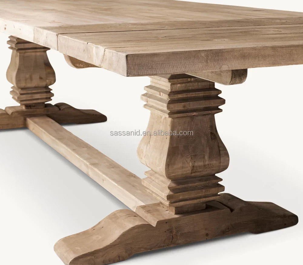 Extension Dining Table – Trestle Base American Oak Handcrafted Statement Piece