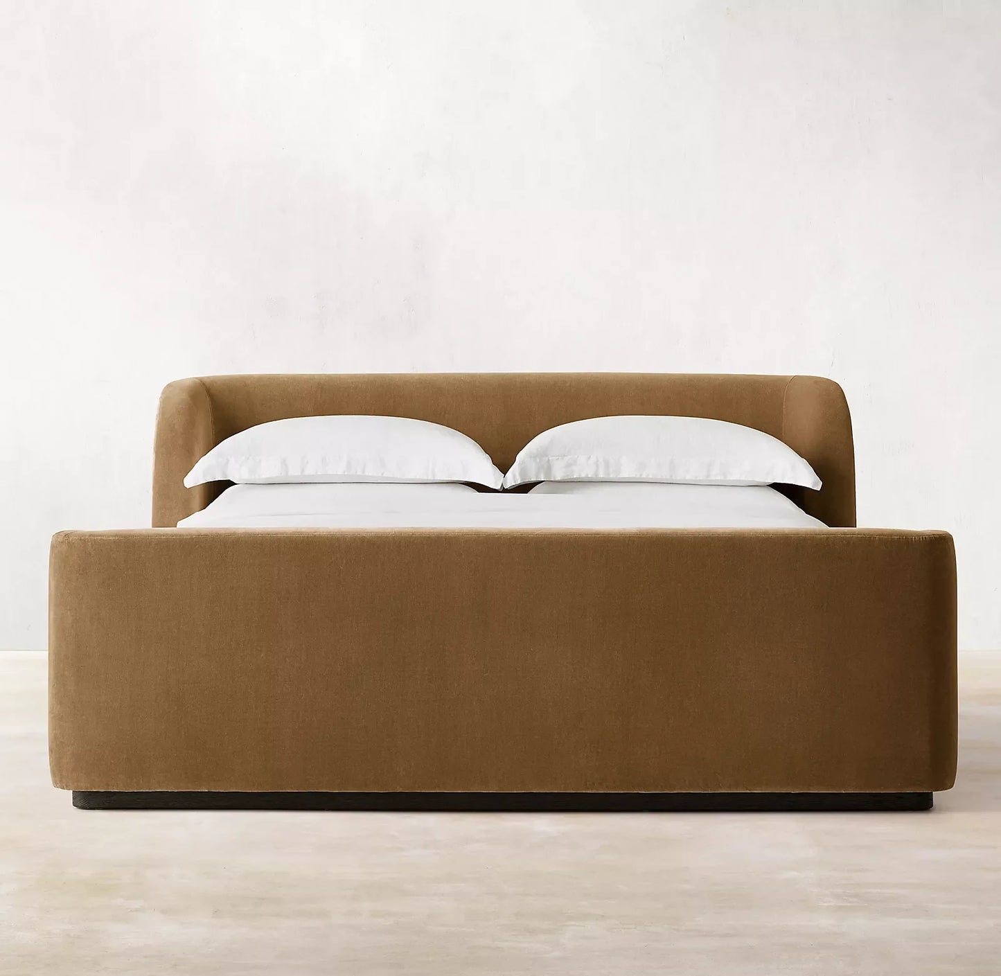 Copenhagen Fabric Panel Platform Bed – Burnt Caramel European Statement Piece