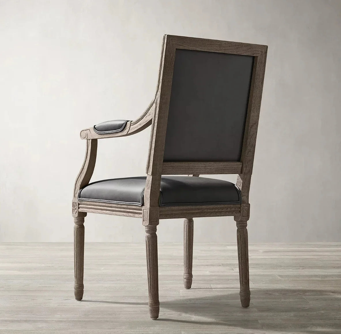 Vintage Leather Dining Armchair – Barrel Seat Solid Oak Statement Piece
