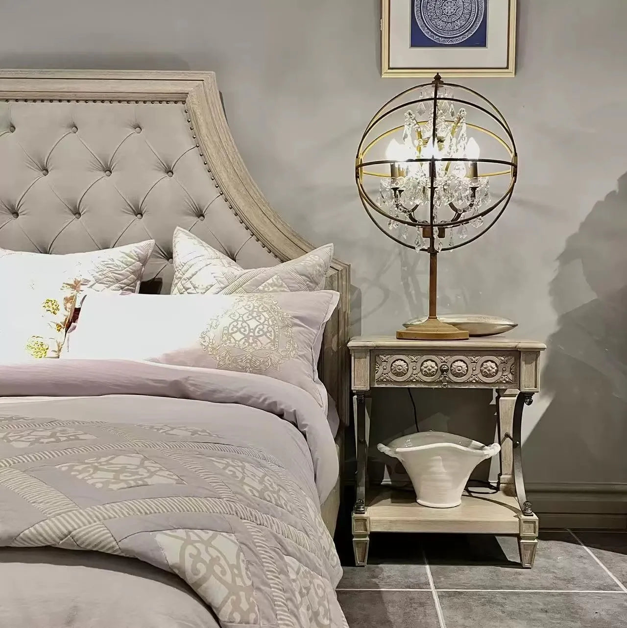 Upholstered Bed with Fabric Backrest – Solid Wood Building Revival Design | 26-149