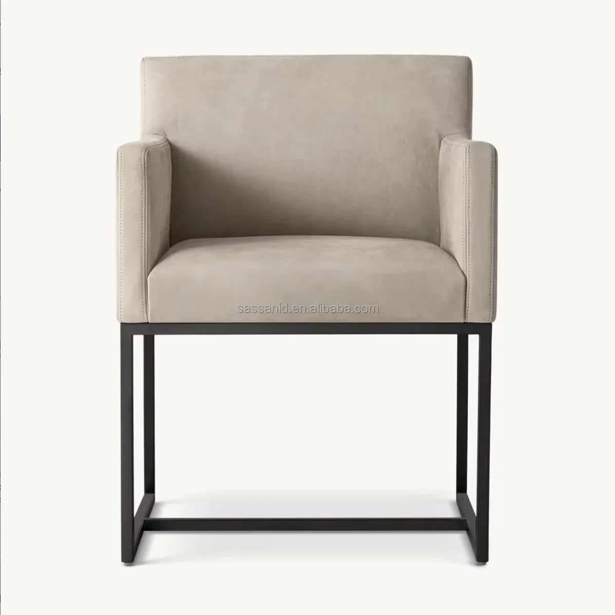 Emery Track Arm Dining Armchair – Leather & Solid Oak Midcentury Modern Statement Piece