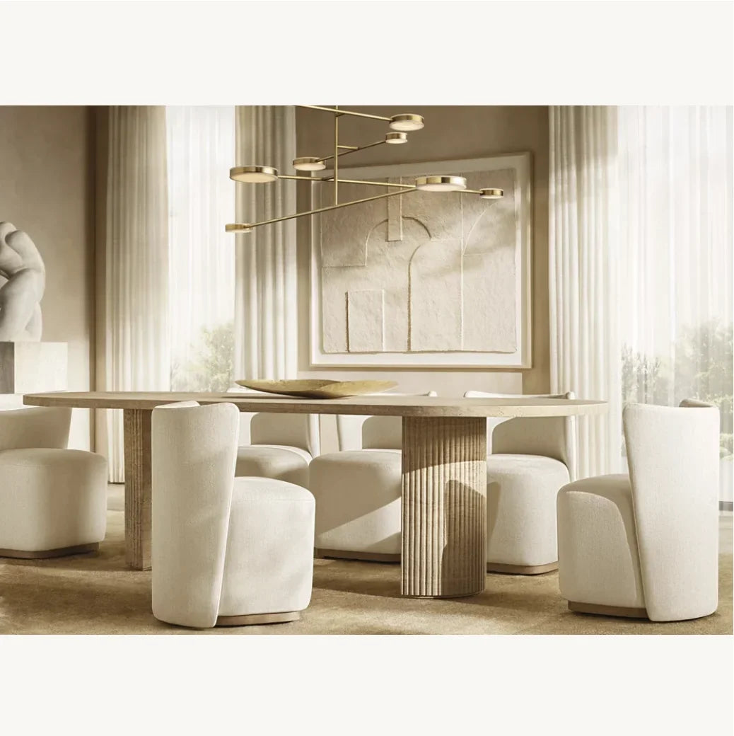 Byron Rectangular Dining Table – Italian Classico Travertine Art Deco Statement Piece