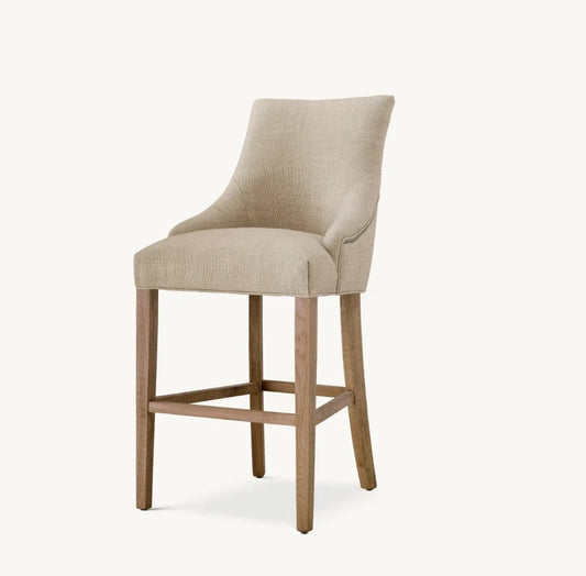 Martine Fabric Bar Stool – Contemporary Oak Statement Piece