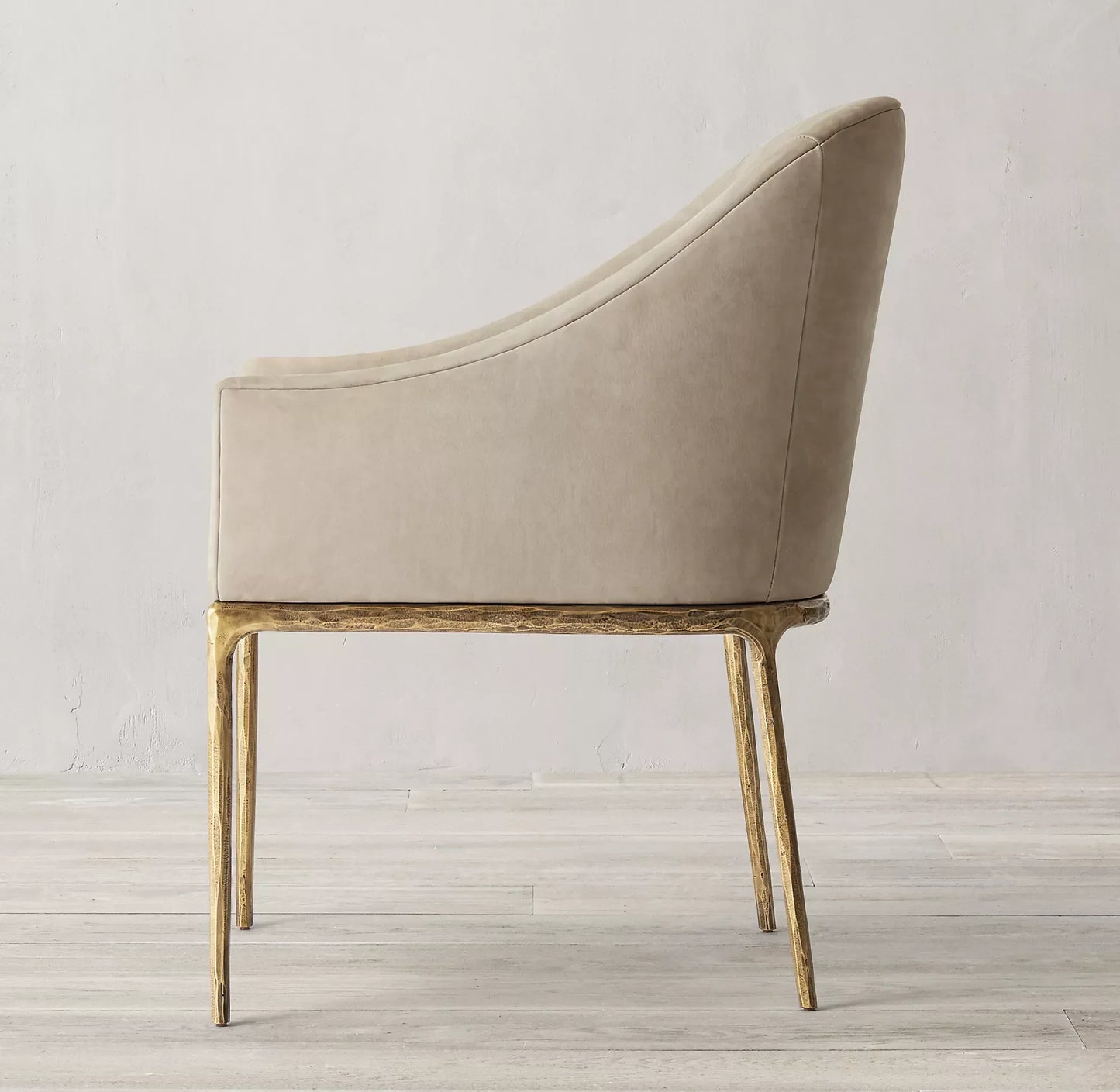Barrel Back Dining Chair – Forged Metal Leather European Luxury Statement Piece