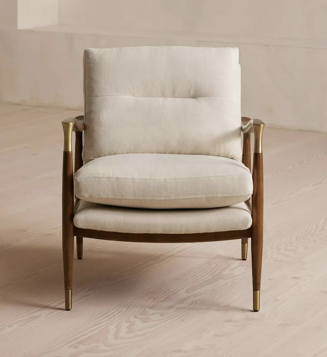 Theodore Mid-Century Tufted Armchair – Solid Oak Statement Piece