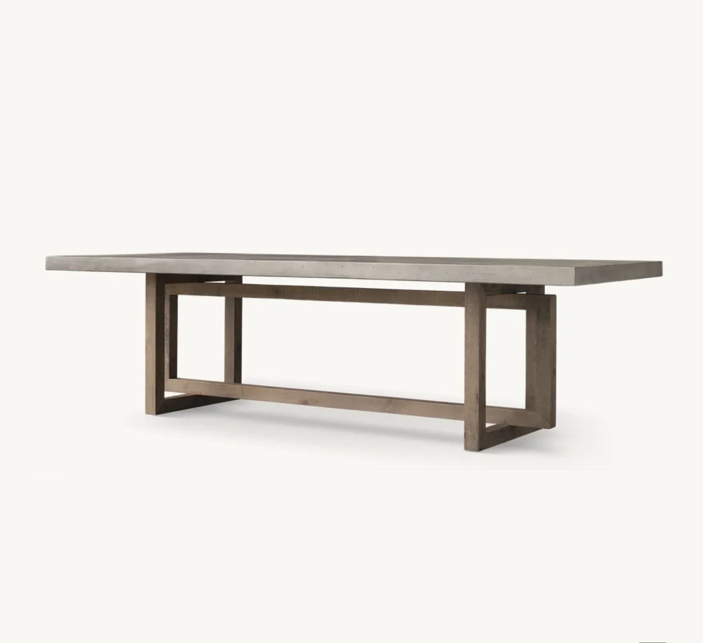 Rustic Industrial Rectangular Dining Table – Concrete Top, Reclaimed Pine Base