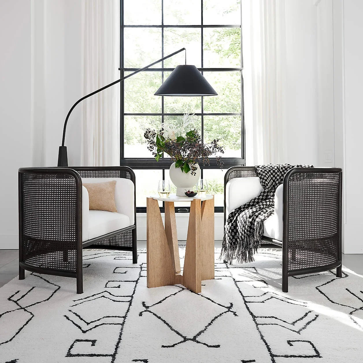 Accent Chair – Cane Detailing – Solid Oak – Lugano – Modern Contemporary Seating