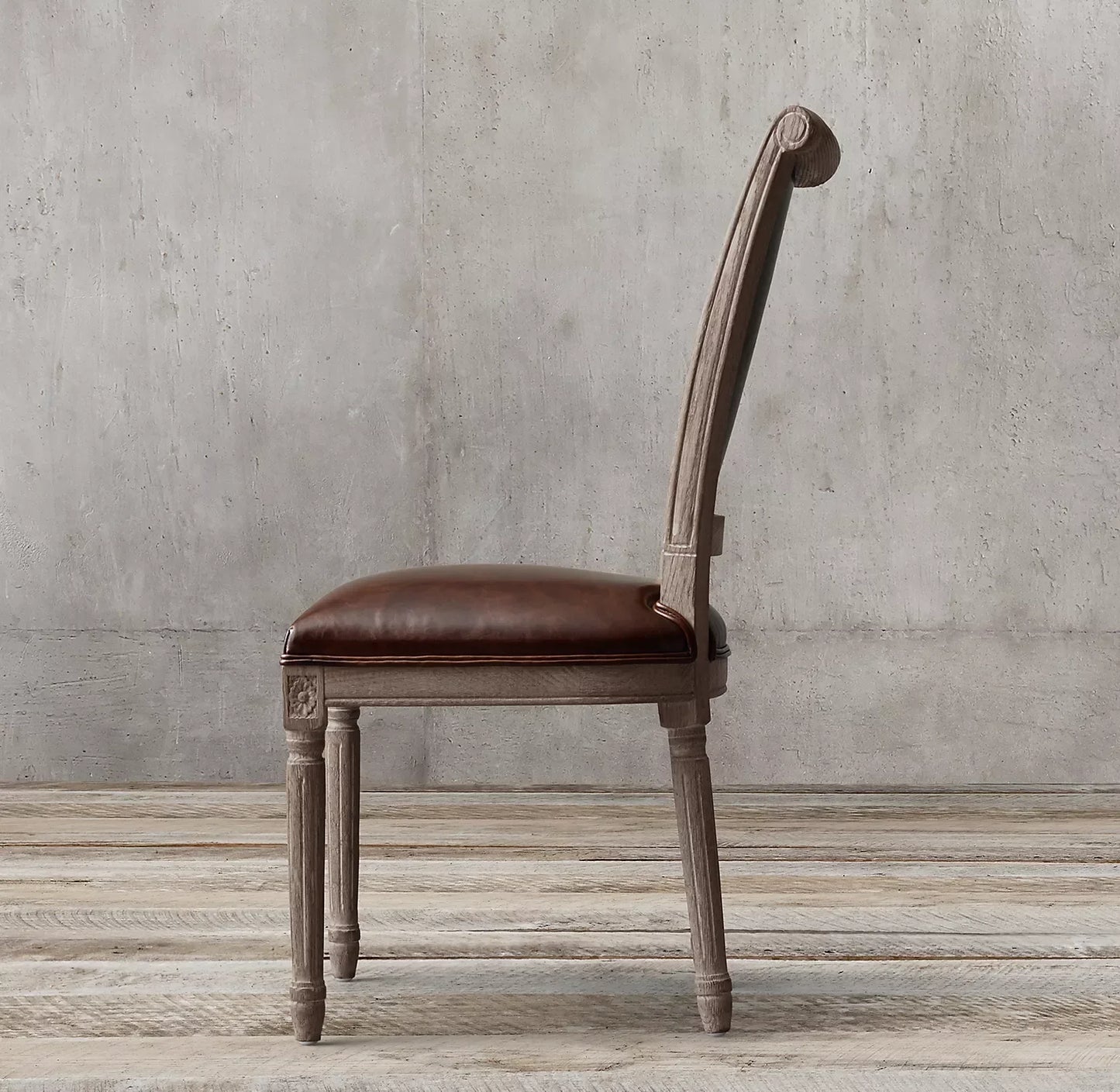 French Flare Dining Armchair – Oak Wood Leather Statement Piece