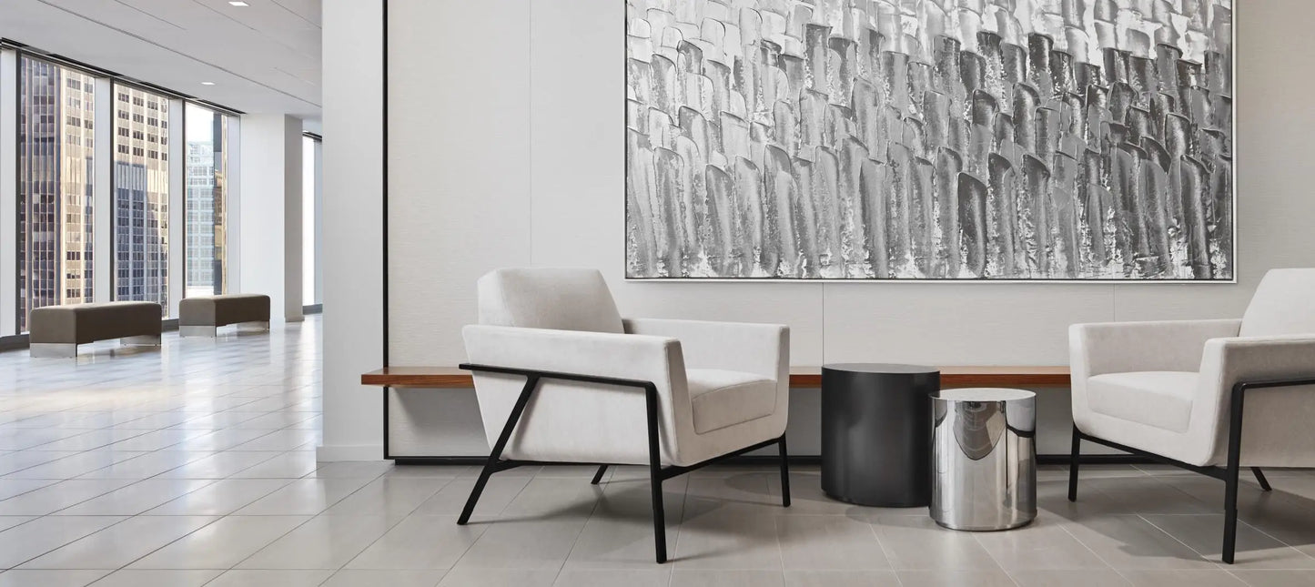 Lounge Chair Minimalist Mid-Century – Solid Oak Brushed Grey Statement Piece