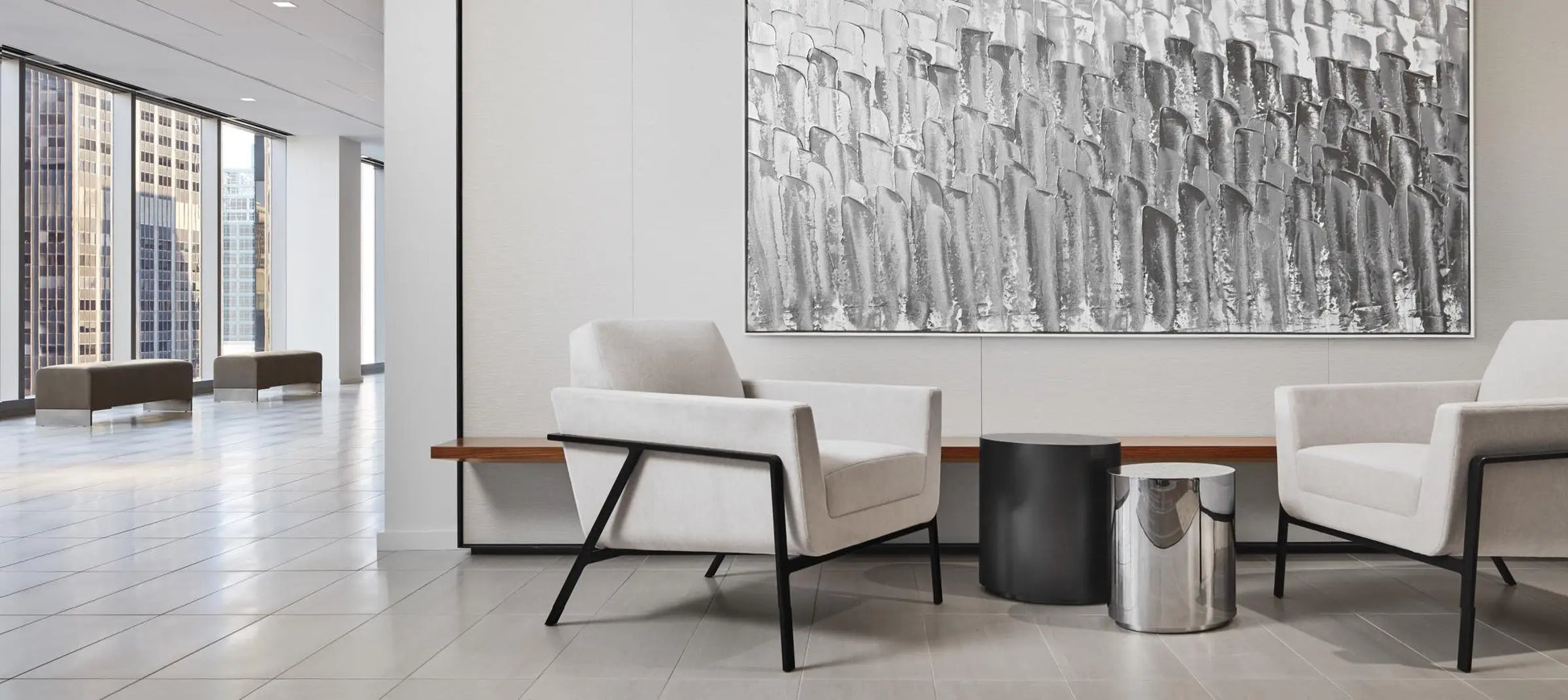 Lounge Chair Minimalist Mid-Century – Solid Oak Brushed Grey Statement Piece