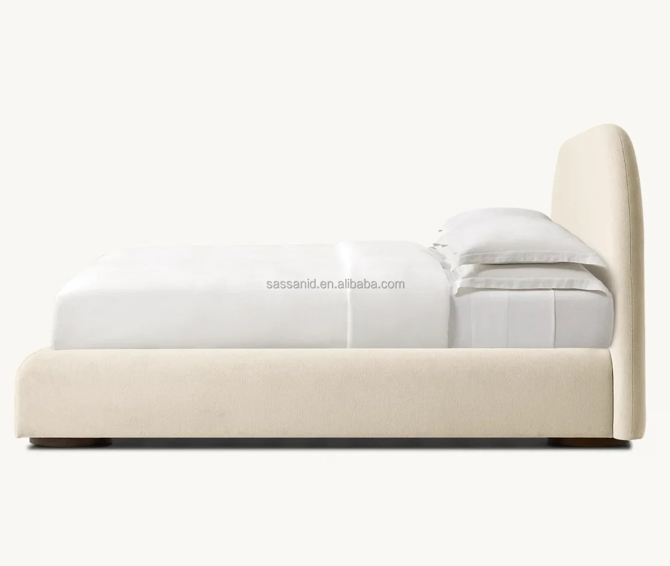 Upholstered Panel Bed – Sculptural Natural Performance Bouclé Siena European Style