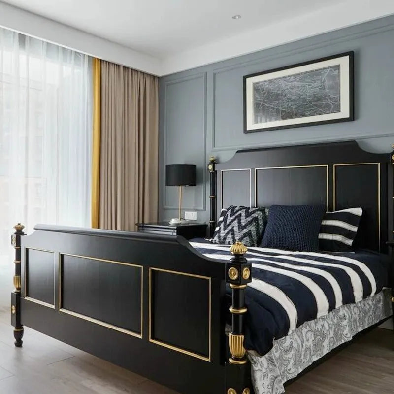 French Gold Carved Bed – Solid Birch American Classic Statement Piece