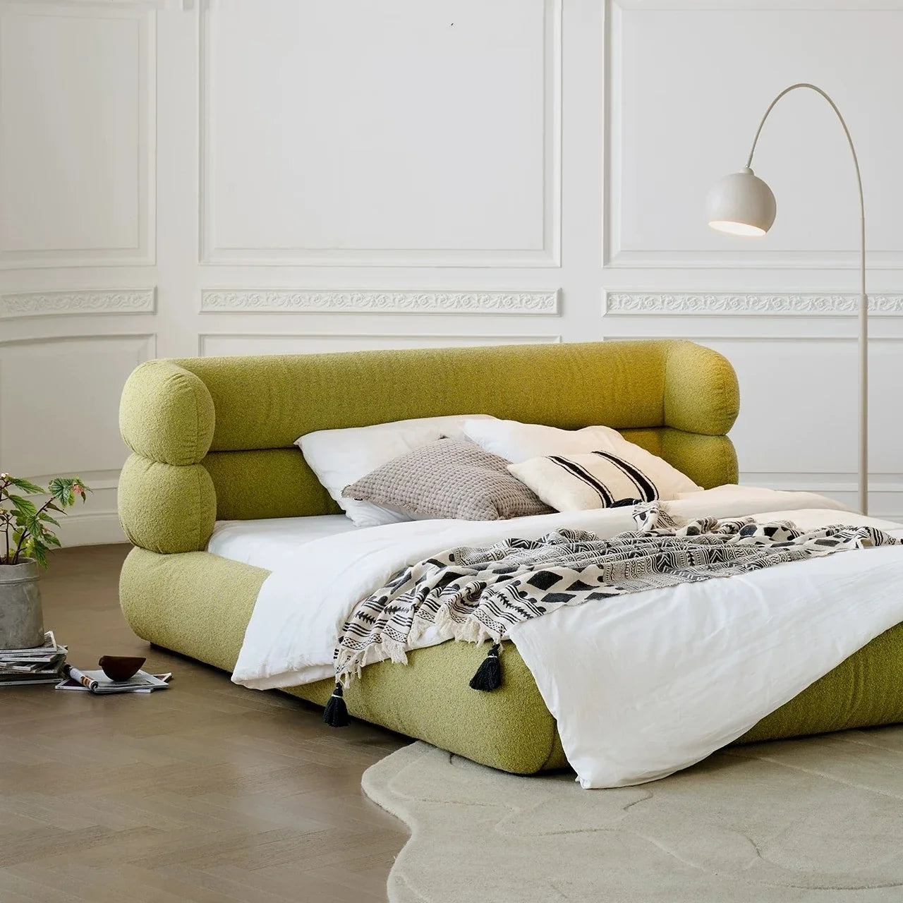 Modern Minimalist Upholstered Bed – Fabric Statement Piece | 26-216