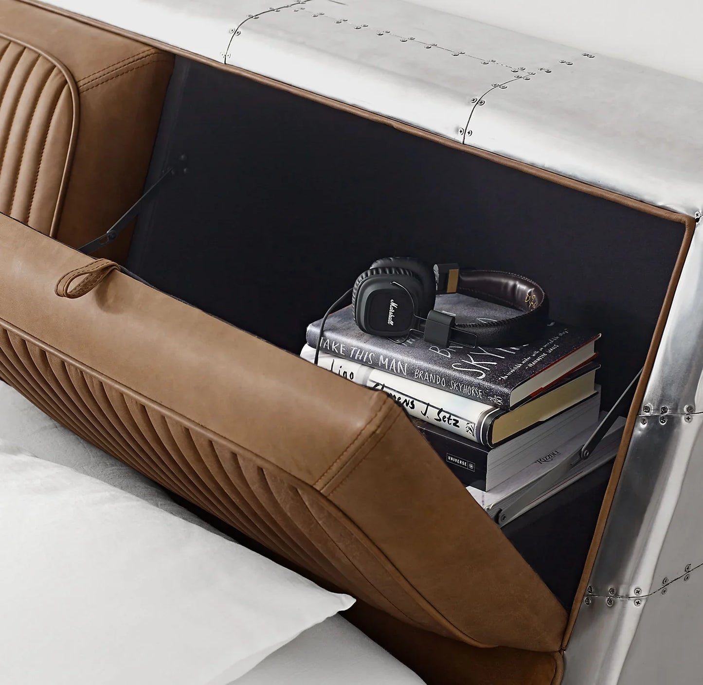 Aviator Bed – Tufted Leather – Aluminum – Sassanid Statement | 1600426536318
