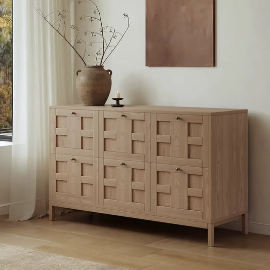 French Retro Dressing Table – 55-inch 4-Drawer Solid Birch Wood Statement Piece