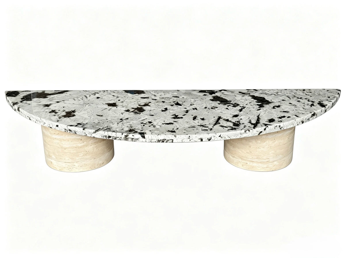 Luxury Half Moon Marble Coffee Table Modern Minimalist Elegant Italian Style for Villa