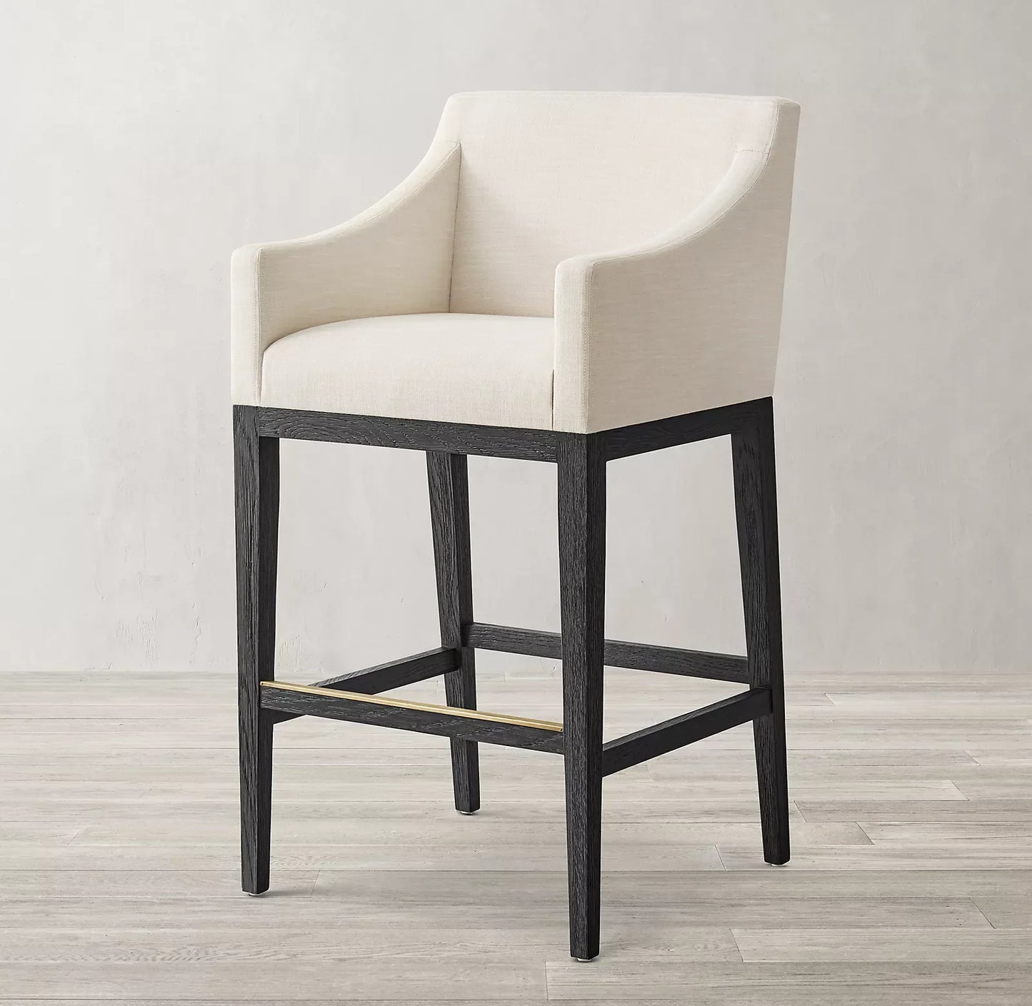 Morgen Slope Arm Bar & Counter Stool – Upholstered Fabric Oak Frame Statement Piece