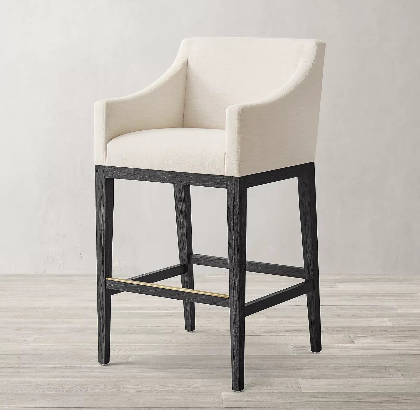 Morgen Slope Arm Bar & Counter Stool – Upholstered Fabric Oak Frame Statement Piece