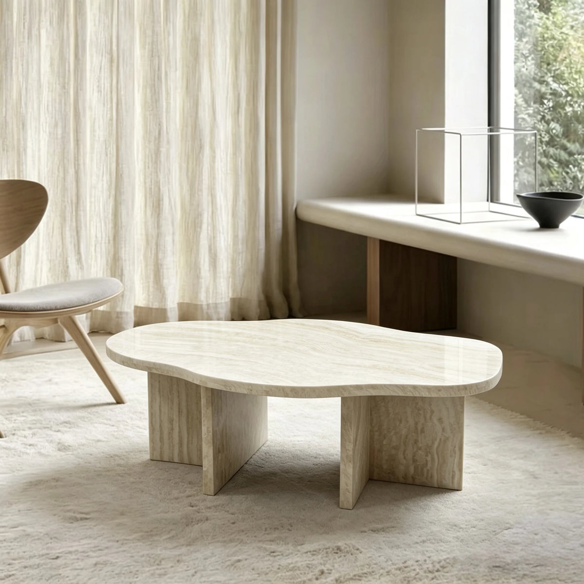 Luxury Cloud Travertine Coffee Table Irregular Minimalist Italian Style