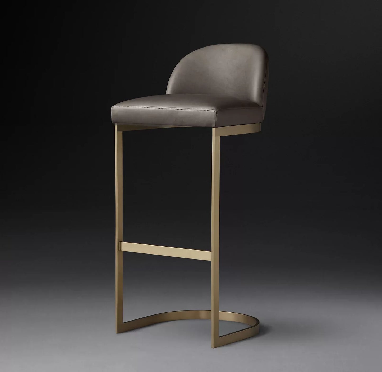 Italian Leather Bar Stool – Berkshire Leather and Burnished Brass Frame