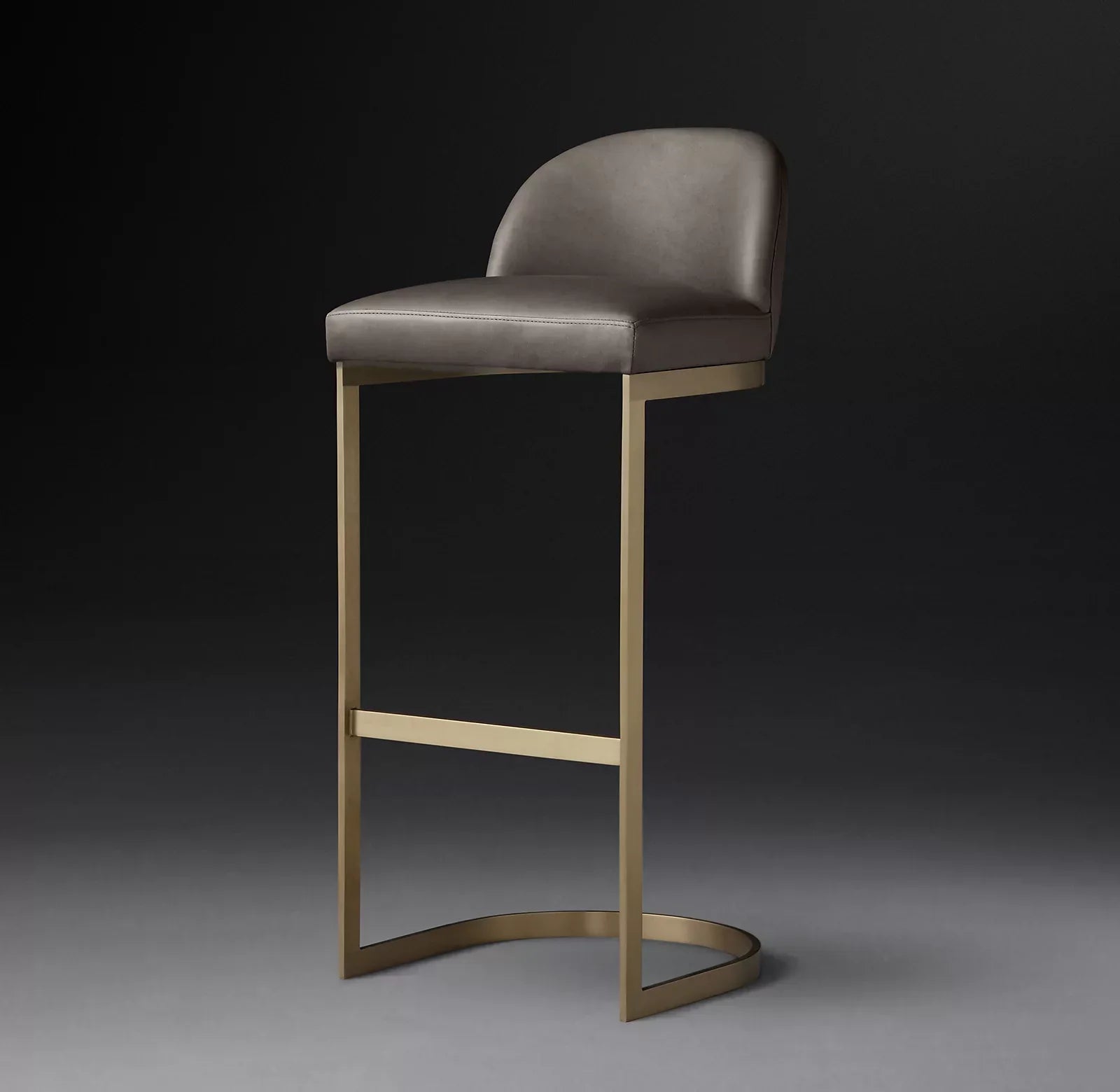 Italian Leather Bar Stool – Berkshire Leather and Burnished Brass Frame